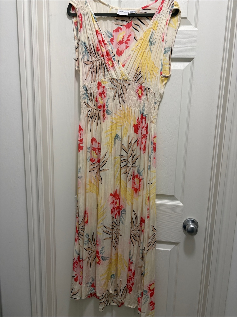 Raya Sun Maxi Dress with Coral & Yellow Floral Print